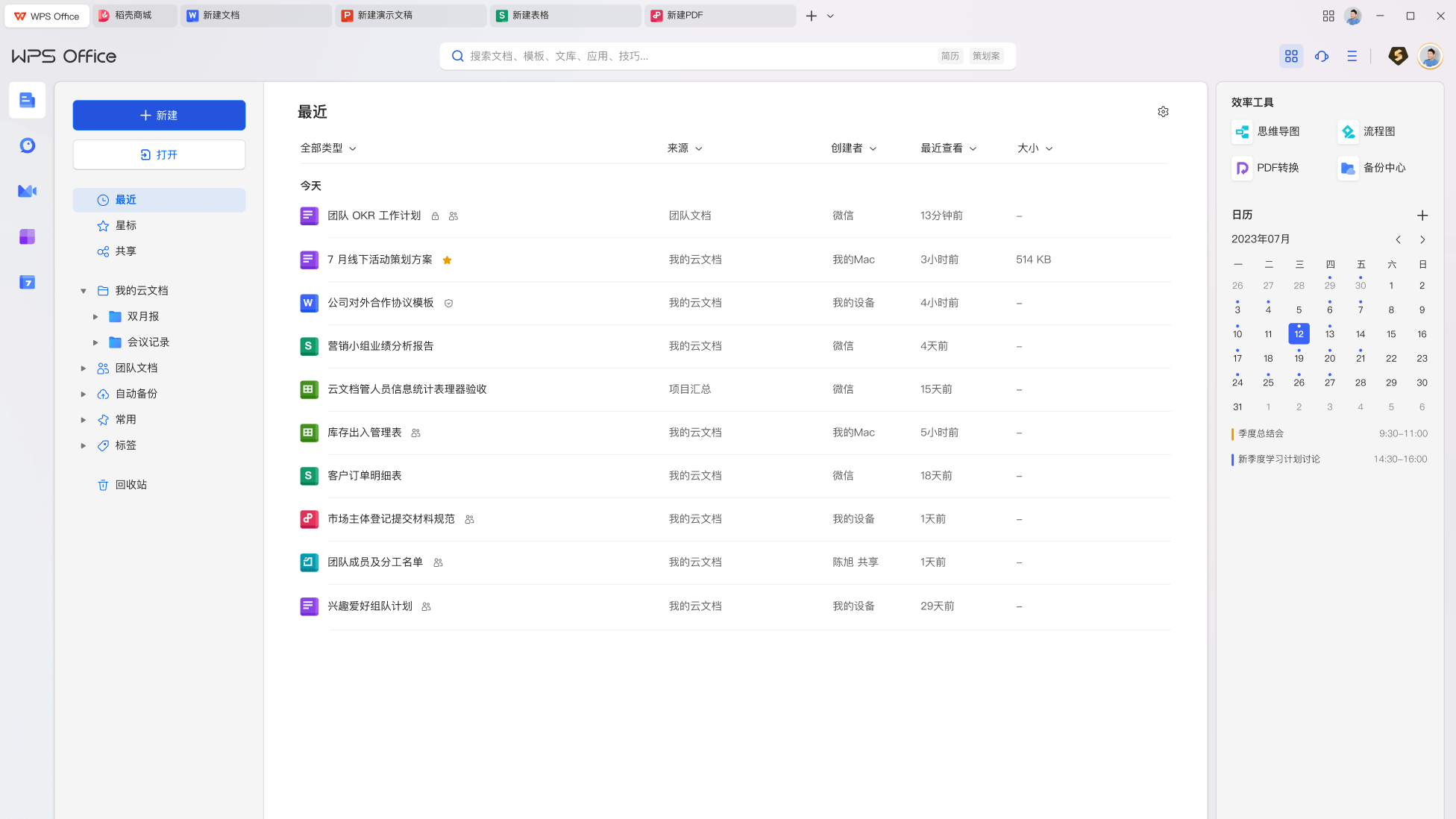 WPS 办公笔记本文档